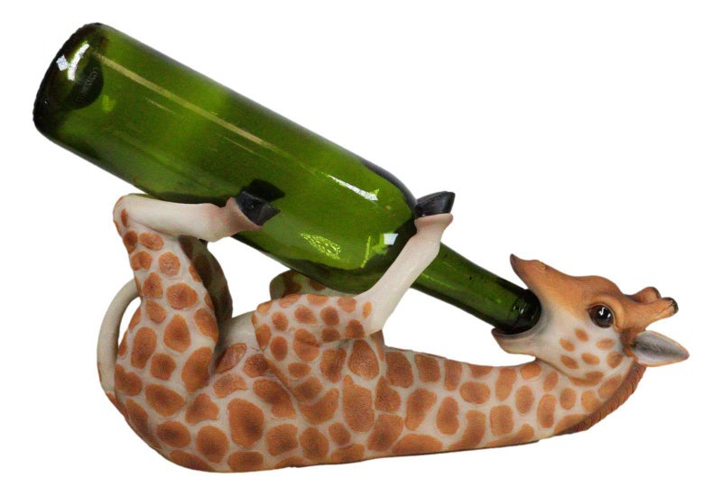 Ebros Gift Ebros Safari Tall Drink Thirsty Long Necked Giraffe Wine Bottle Holder Caddy Figurine Home Kitchen Party Hosting Decor Sculpture of Savanna Grasslands Wild Animals Giraffes Housewarming Gift (1) - Image 1